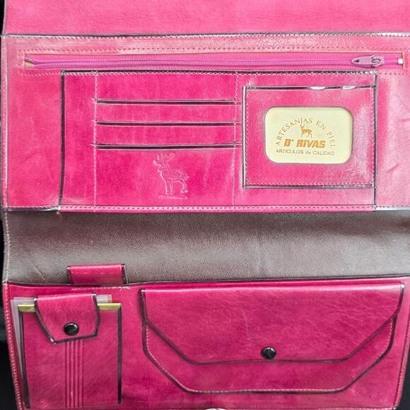 Vintage Burgundy Wine Leather Trifold Large Wallet Womens 80's - Picture 2 of 7